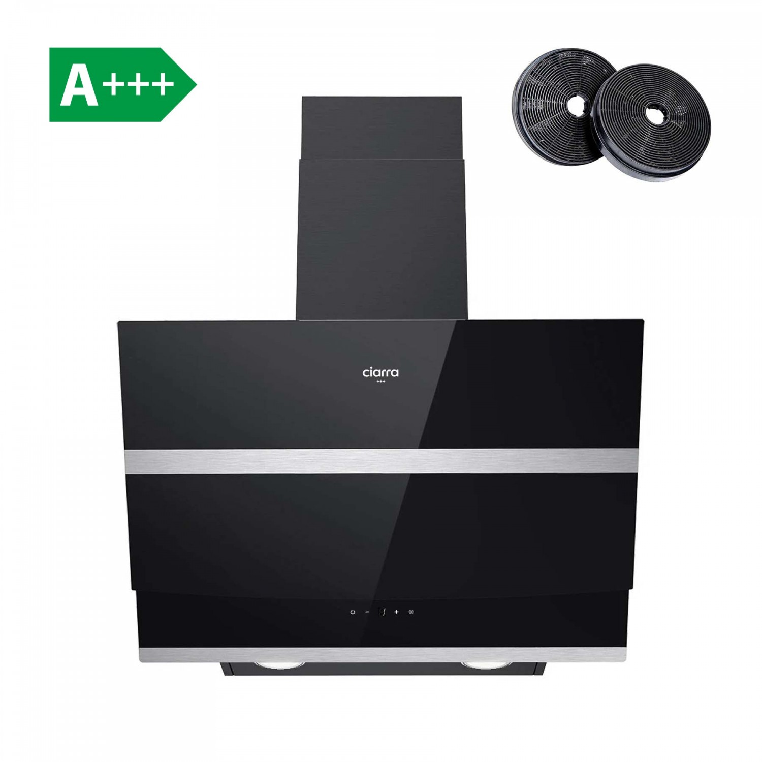 Ciarra Hotte Inclinée 60cm A+++ Contrôle Tactile 4 Vitesses Noir CBCB6736N-OW