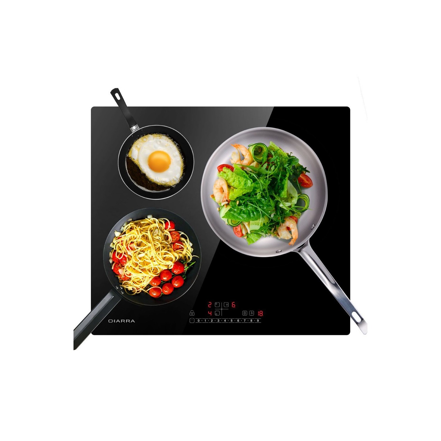 Plaque induction encastrable Ciarra CBBIH3B-OW 3 foyers booster